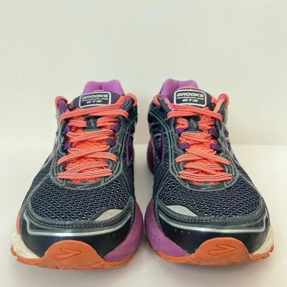 Brooks Adrenaline GTS 15 Women's Purple Orange Navy Athletic Running Shoes Sz 10 - Picture 3 of 7